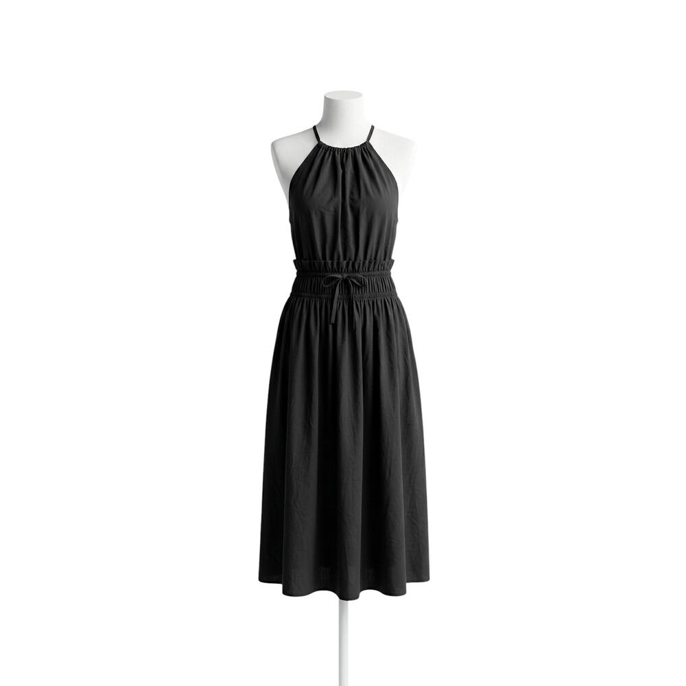 Zara Trafaluc Black Halter Open Back Cutout Midi Dress Small - Picture 3 of 16